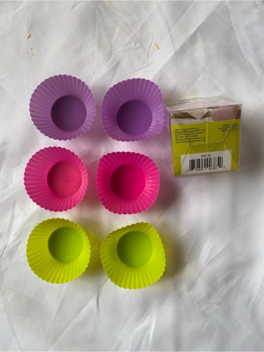 Reusable Silicone Cake Cup Set in Purple, Pink, and Green